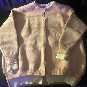 Ost Pastel Pink Button Front Knit Cardigan